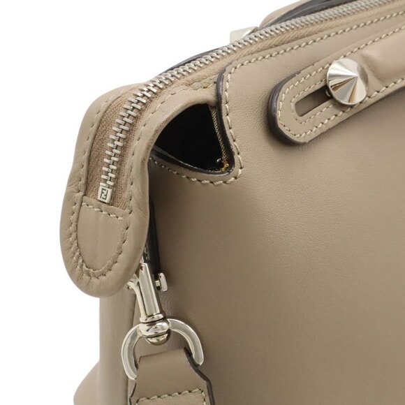 Fendi by the Way 2-Way Shoulder Bag Leather Grey Silver Greige - Picture 8 of 9
